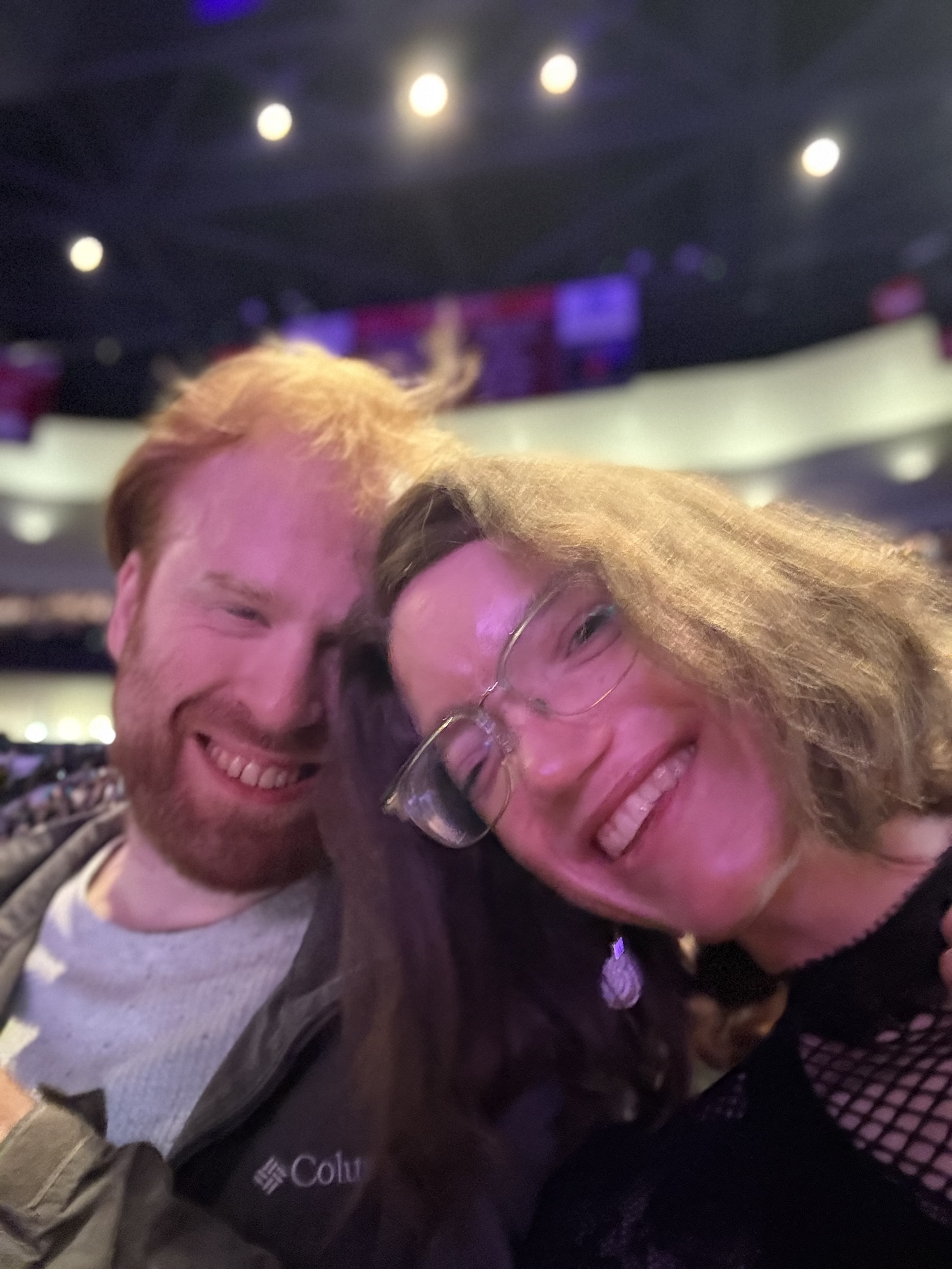 Fi and Jeff under lights
